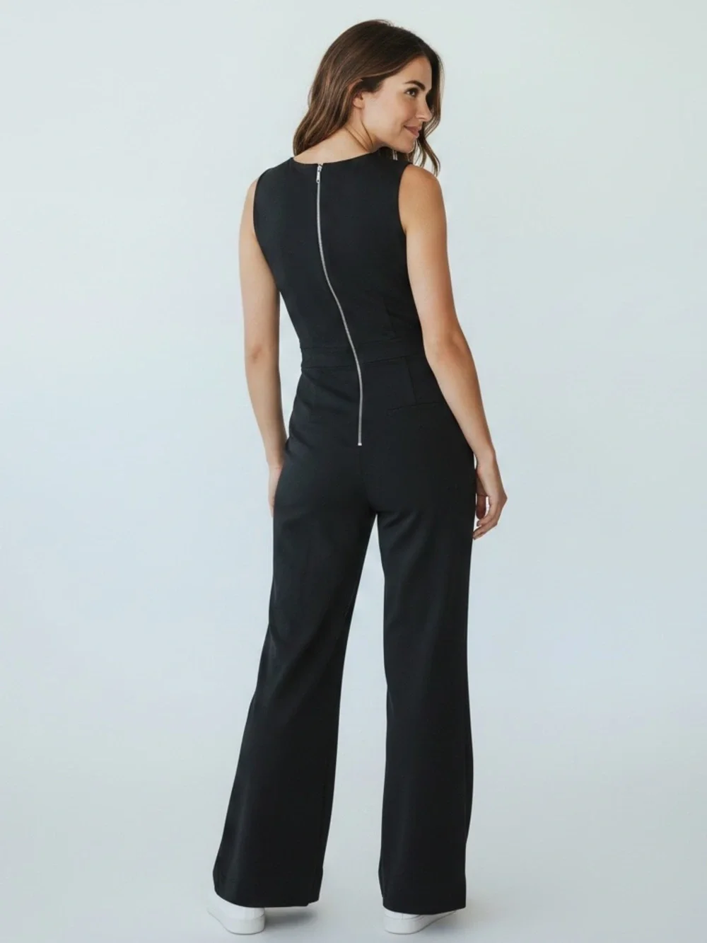 NWT Spanx The Perfect Sleeveless Jumpsuit Black Wide Leg Smoothing Core Shaping - Picture 8 of 9